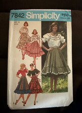 Simplicty 7842 Peasant Skirt Full Blouse Pattern Size 8 UNCUT 1976 Square Dance