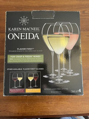 Oneida Karen MacNeil 4-Piece Wine Glass Set NEW