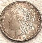 1881 S Morgan lots of luster very bright AU/BU free shipping Sigma tested ++