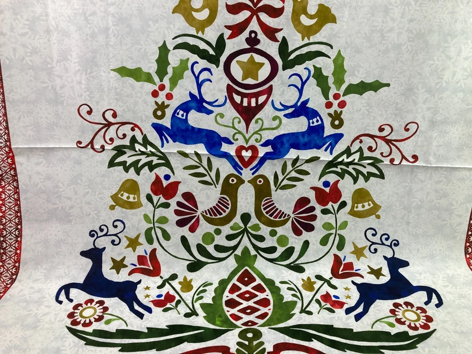 Scandinavian Tree Fabric Panel New Snow Deer Partridge In The Beginning Studio - Image 4 of 4