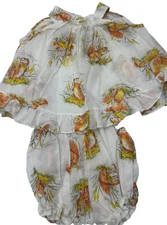 Vintage Fawn Togs Girls Summer Outfit 12 months Shirt Top And Bloomers D46