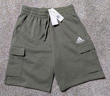 Adidas Essentials Feel Cozy Fleece Cargo Shorts Men's Size Small Olive NWT