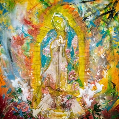 ''Visions of Virgin Mary'' Original Canvas Painting   Abstract Art