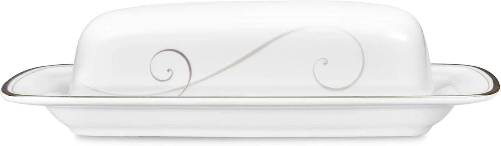 Platinum Wave Elegant Covered Butter Dish for Entertaining