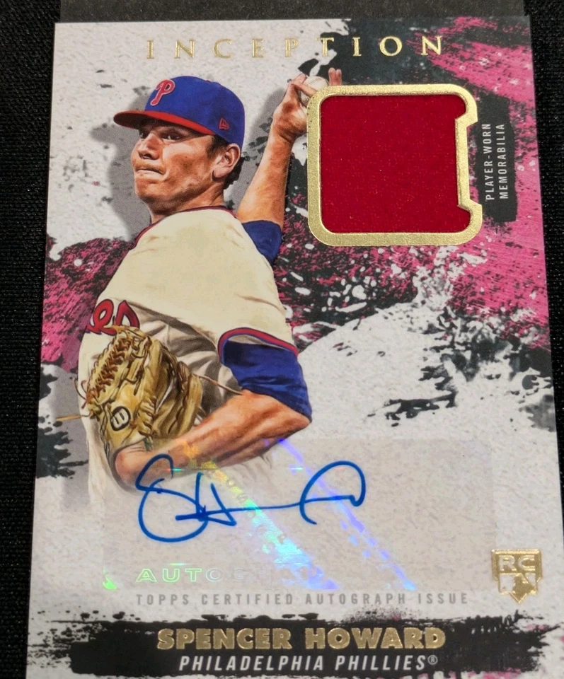 2021 Topps Inception Spencer Howard RED ROOKIE AUTO 3 /5 Patch BOOKLET Phillies - Image 3 of 4