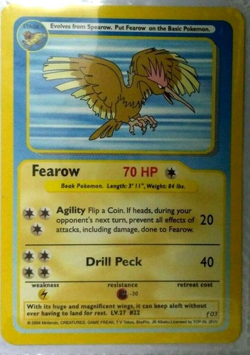 FEAROW FUNSKOOL POKEMON CARD EVOLVES FROM SPEAROW POKEMON 2004 INDIA EBay