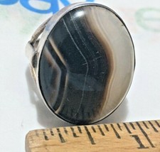 VINTAGE AGATE STERLING SILVER SIZE ABOUT SIZE 8 3/4