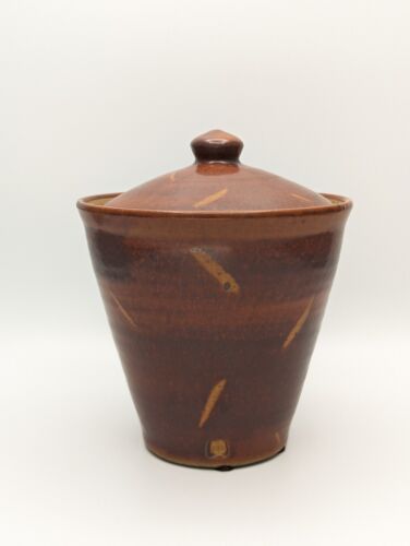 ✨ Rick Hintze Red Lidded Jar Studio Art Pottery Wisconsin 7" Signed