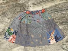 Gray Vintage Indian Rayon Patchwork Hippy Gypsy Boho Maxi Women Short Skirt