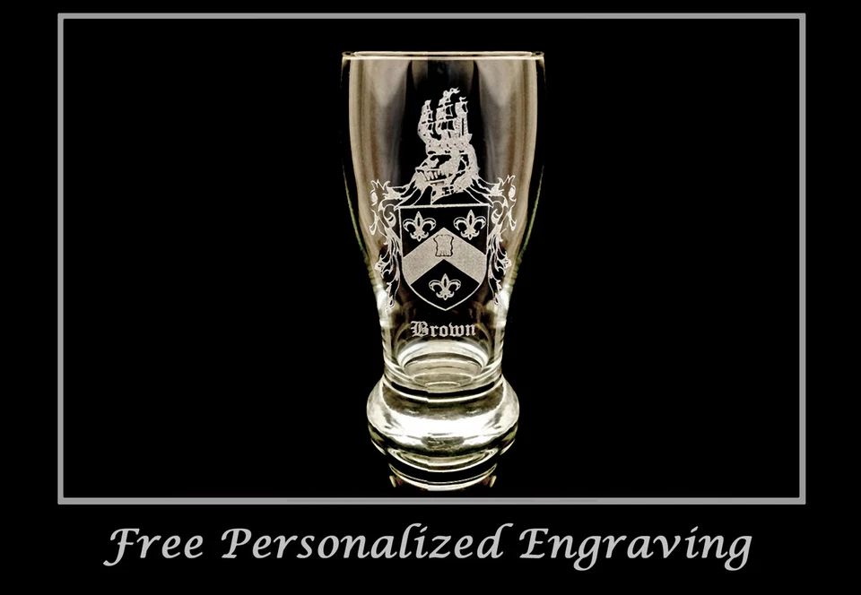 Escudo de armas marrón irlandés familiar vidrio de pub transparente 19 oz envío gratuito Foto 3 de 4