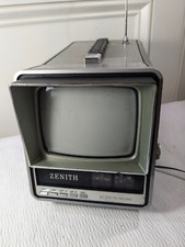 Vintage Zenith BT055S1 Portable 5" black & white Television AM/FM Radio 1986