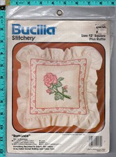 "Romance" Bucilla Stitchery Embroidery Kit 49430 12" Square Pillow Ruffle NOS