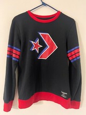 Converse black with blue/red details kids pullover crewneck sweater size Xlarge