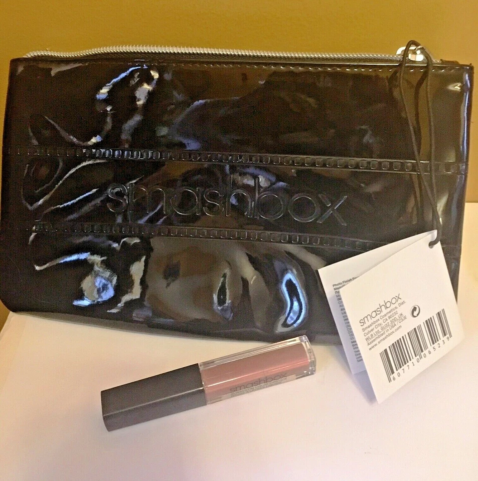 Smashbox Brillo Labial e Imitación Charol Negro Bolsa de Cosméticos Conjunto de Viaje NUEVO Foto 3 de 3