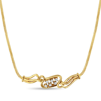 Quarter Carat Diamond Bridal Necklace with Flat Fox Chain 14k Yellow Gold