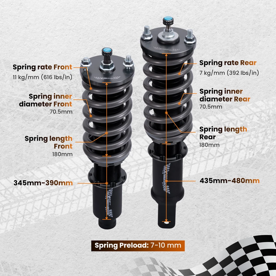 MaXpeedingrods T7 Coilovers 24 Way Shock Springs Kit For Honda CRX 1989-1991 - Image 3 of 4