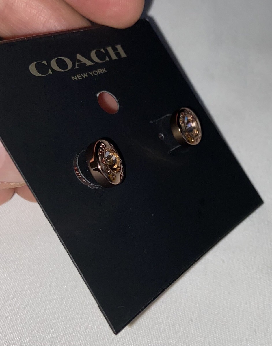 Coach Women's Circle Stone Swarovski Crystal Stud Earrings