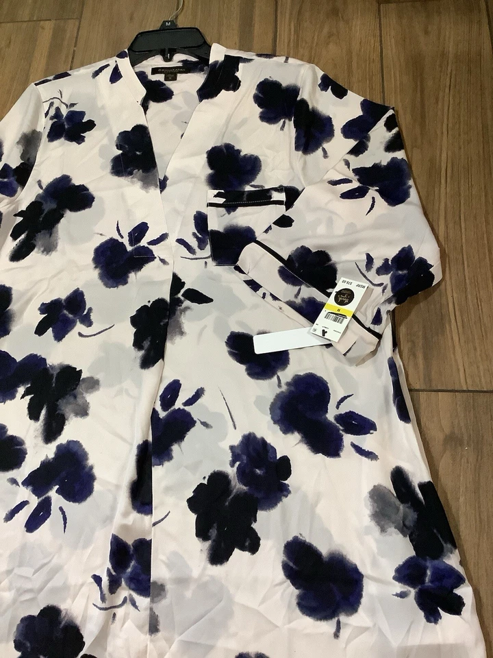 Donna Karan Ropa de Dormir Para Mujer Talla Mediana Satén Maxi Camisa para Dormir Manga 3/4 Crema Foto 2 de 4