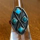 Zuni Sterling Silver  Ring Turquoise Size 6 Vintage