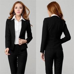 Black Women Elegant Pant Suits Slim Fit 