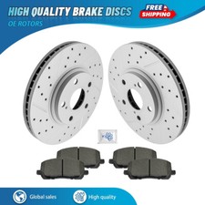 For 2001-2007 Toyota Highlander Front Drilled Disc Rotors + Ceramic Brake Pads