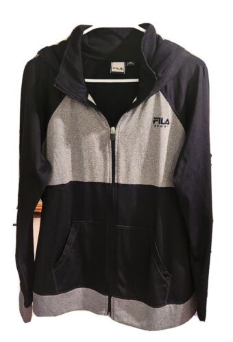 Fila Sport Womens Black & Grey Zippered Jacket XL