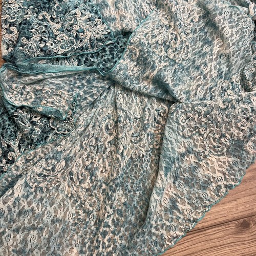 Serendipity 90s Blue Animal Print Floral Lace Mesh Beaded Layered Maxi Dress S - Picture 12 of 12
