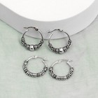 Pure 925 Sterling Silver Balinese Hoop Earring for Teen Girl 3 Pair Light Weight