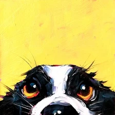 Original Oil Painting Dog Art Funny Animals Portrait Signed Custom Artwork