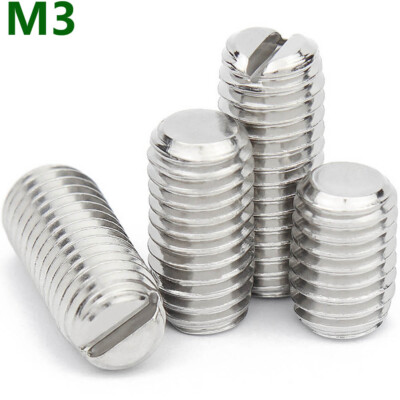 M3 304 A2 Stainless Steel Grub Screws Slotted Set Screws with Flat Point DIN 551