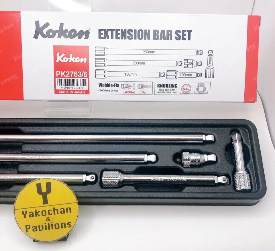 KOKEN PK2763/6 Wobble-Fix Extension Bar 1/4 Inch Set of 6 with ABS Tray - Image 4 of 4
