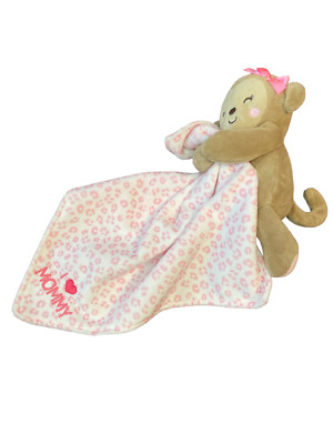 Carter s Child of Mine I Love Mommy Lovey Rattle Toy Monkey Leopard Print Pink