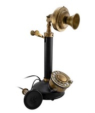 Vintage Candlestick Phone Brass Telephone Wired Landline Rotary Dial Home Decor.