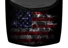 Tribal Predator Skull Hood Wrap Vinyl Car Graphic Decal Bright American Flag 