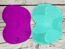 Silicon Makeup Brush Cleaning Mat 2 Pack green purple Big Size Brush