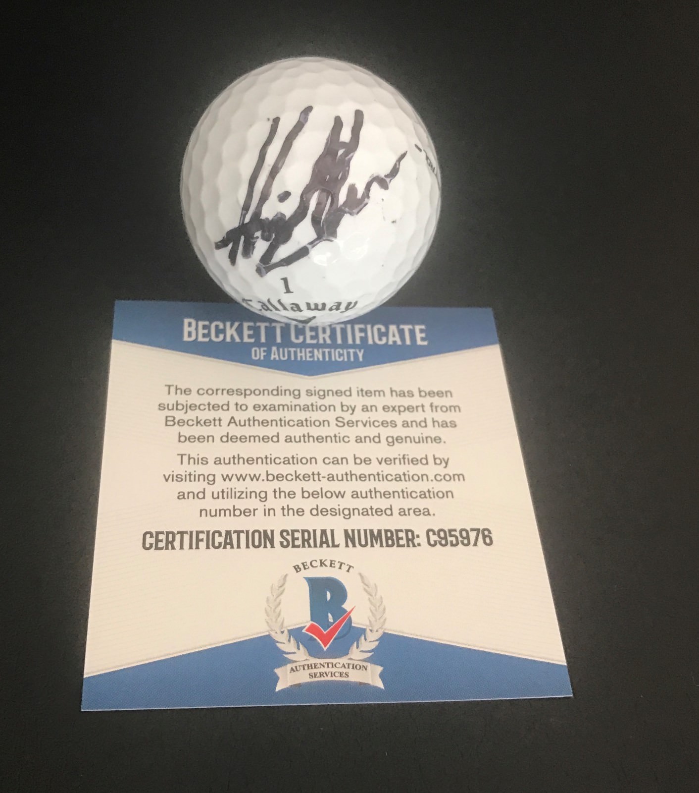 HENRIK STENSON SIGNED AUTO PGA GOLF BALL BAS BECKETT COA 3 