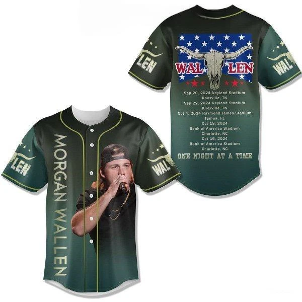 M0rgan Wallen 1 Night At A Time 2024 Tour Schedule Baseball Jersey