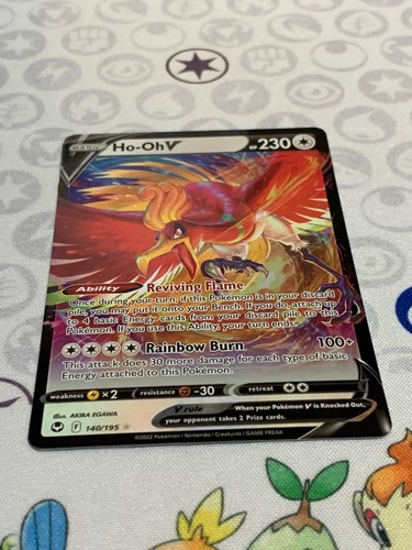 C1278 POKEMON TCG HO-OH V NM CARD HOLO #140 SILVER TEMPEST RARE - Picture 2 of 12