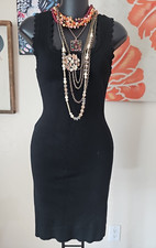 THE WORKSHOP Women's Scalloped Trim Sleeveless LBD Little Black Tank Dress sz L