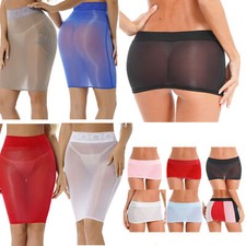 Women's Sheer Ultra Short Skirts See Through Low Waist Chemise Micro Mini Skirts