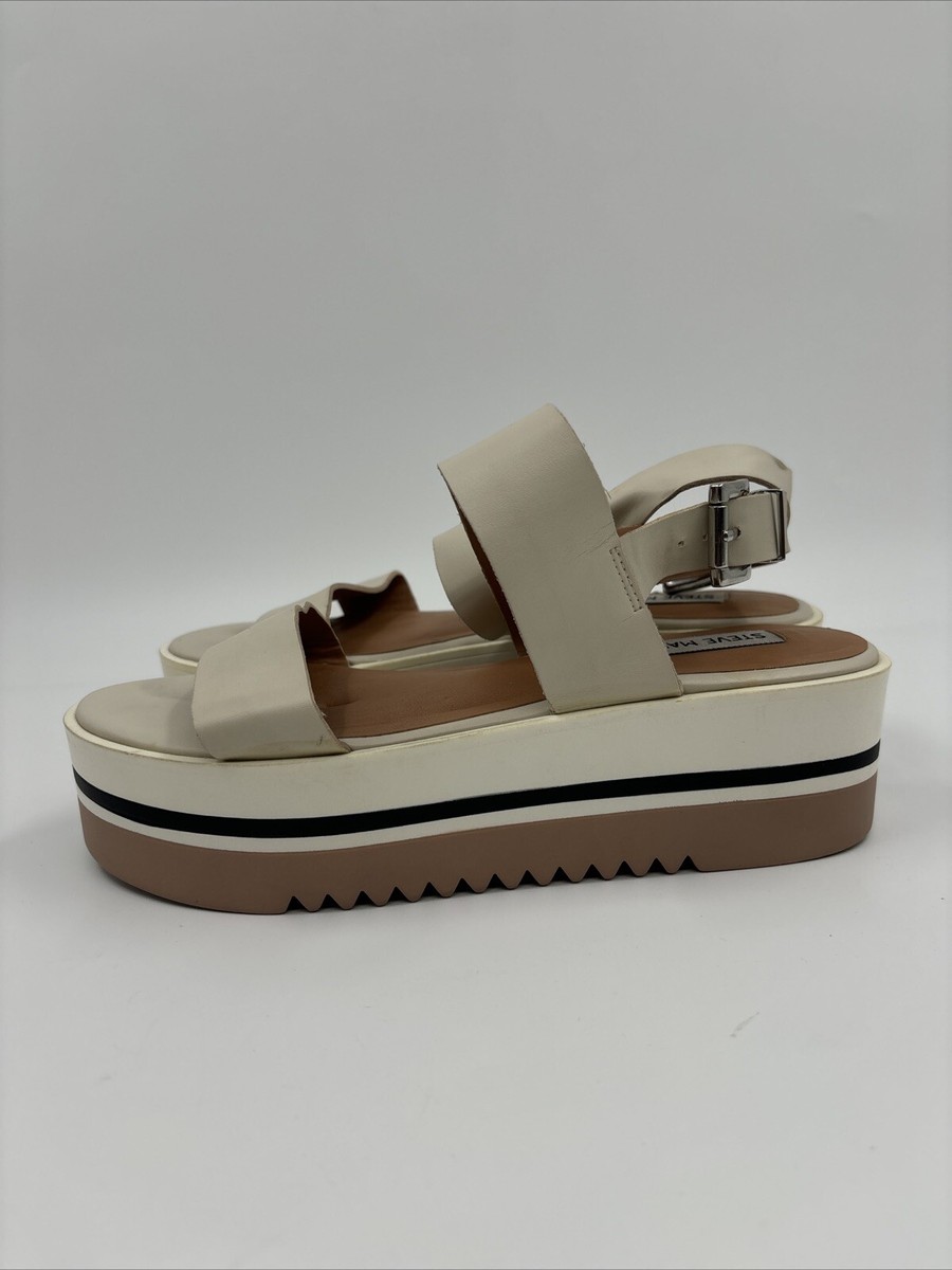 Steve Madden Crème Womens Platform Ankle Buckled Sandals Brown