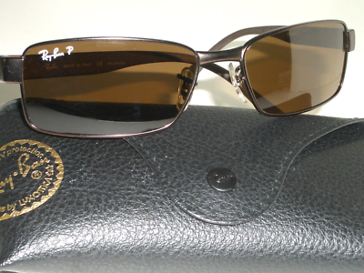 58[]17 RAY BAN RB3272 SLEEK BROWN POLARIZED CRYSTAL RECTANGULAR