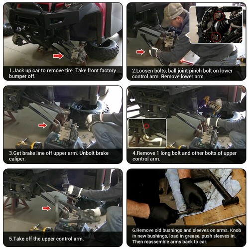 HDPE Front Rear Suspension A Arm Bushings Rebuild for Polaris Ranger 900 XP 800 - Picture 13 of 14