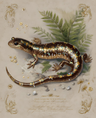 8x10 Salamander Fern Study Art Print - 388021157