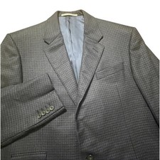 Hickey Freeman Bespoke Cashmere Sport Coat USA Mini Plaid Navy Size 43 L Men