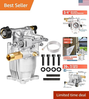 #ad 3 4quot; Shaft Horizontal Pressure Washer Pump 3400 PSI 2.5 GPM Replacement Pump ... $121.64