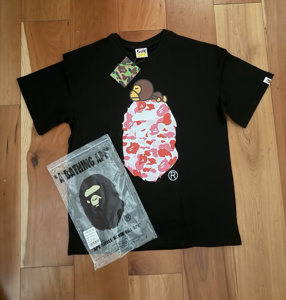 A Bathing Ape BAPE Baby Milo Graphic Logo T-Shirt Men’s L Black