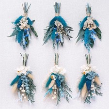 Mini Dried Flower Bouquets Pack of 6 Blue DriedFlower Bouquets Groomsmen and
