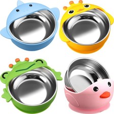 4 Packs 304 Stainless Steel Baby Bowls with Silicone Sleeve Food Bowls with S...