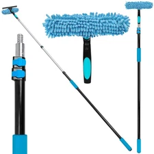 20ft High Reach Window Squeegee 5-12ft Extension Pole Cleaning Kit